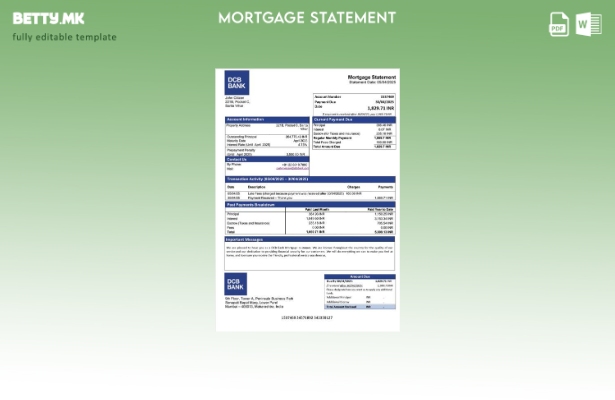 Модерен стил Индија DCB банка за хипотека шаблон Word и PDF шаблон